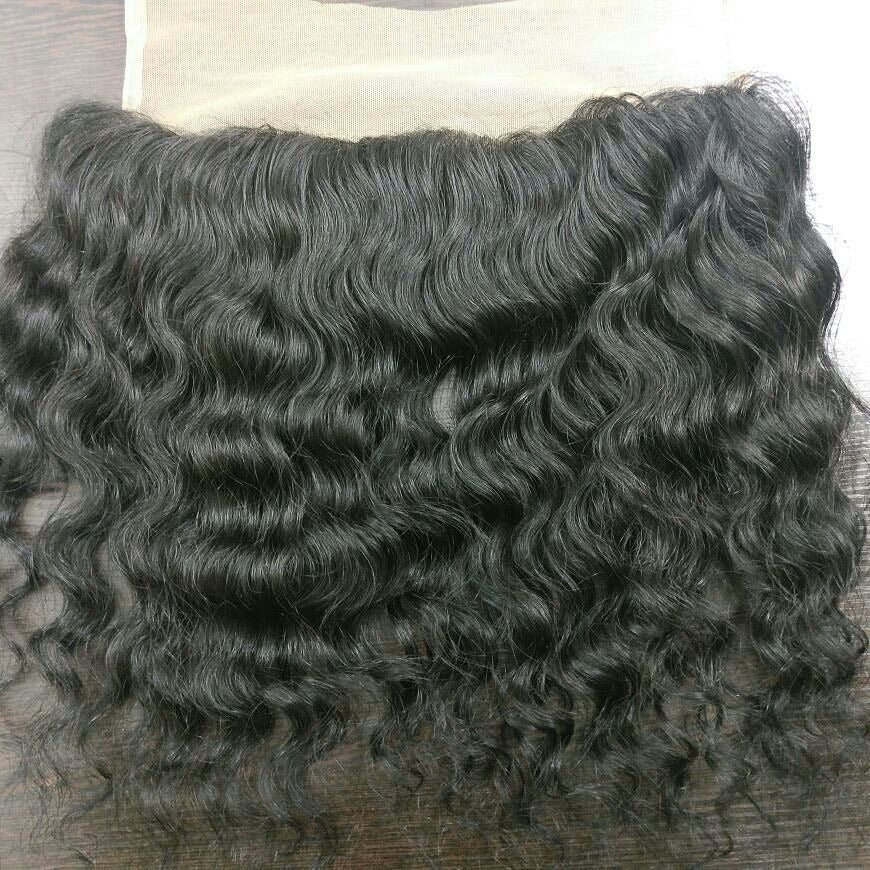 13"x4” Raw Indian HD Transparent Wavy Lace Frontal image 0
