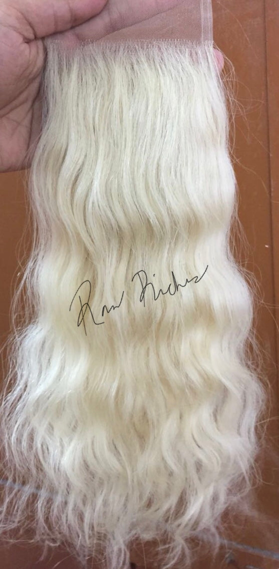 5"x5" Pure Blonde Raw Indian Wavy Lace Closure image 2
